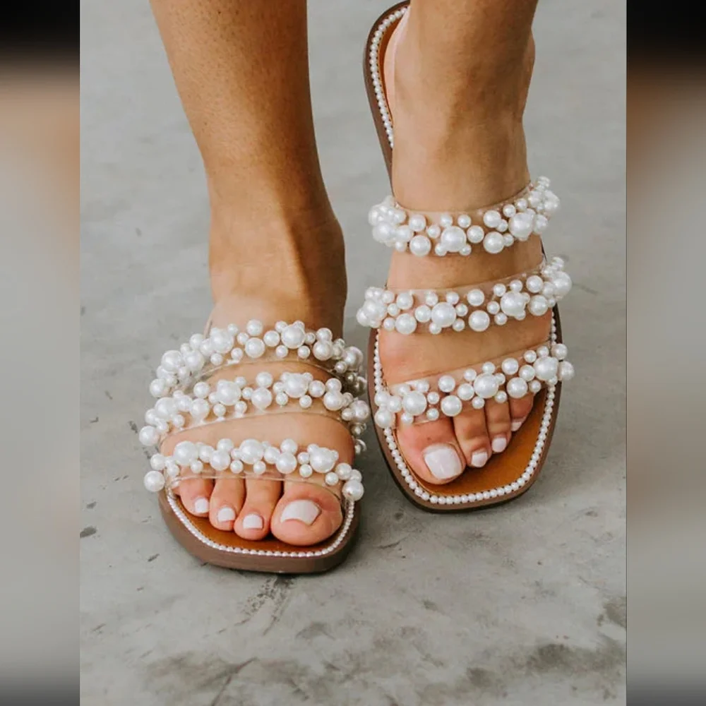 Steve Madden Pearl Embellished Tan Sandals - Picture 7 of 7